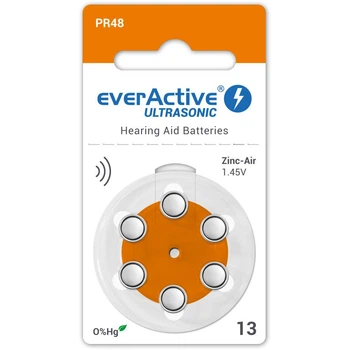 Батарейки everActive ULTRASONIC 13 (PR48) для слухового апарату, 6 шт