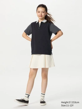 Футболка-поло Uniqlo 1159841673 (Черный/Серый 145-155) на рост 145-155 см