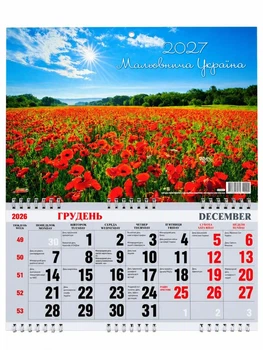 Настенный календарь на 3 пружинах 2027 Живописная Украина