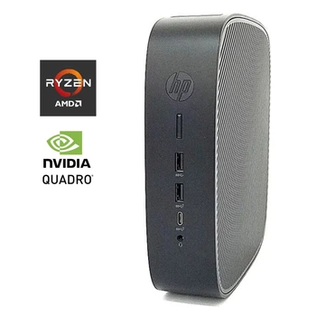 Неттоп HP t740 Thin Client USFF / AMD Ryzen V1756B (4 (8) ядра по 3.25 - 3.6 GHz) / 16 GB DDR4 / 256 GB SSD M.2 / nVidia Quadro P620, 2 GB GDDR5, 128-bit / Win 10 Pro б/в