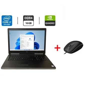 Мобільна робоча станція Dell Precision 7720 / 17.3" (1920x1080) IPS / Intel Core i7-6820HQ (4 (8) ядра по 2.7 - 3.6 GHz) / 16 GB DDR4 / 512 GB SSD M.2 + 500 GB HDD / nVidia Quadro P3000, 6 GB GDDR5, 192-bit / WebCam б/в + Подарунок Дротова миша / USB