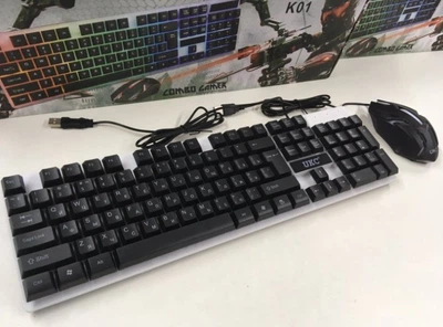 Комплект клавіатура та миша UKC M-416 USB RGB 104 клавіші EN RU кабель 1,5 м для ПК та ігор