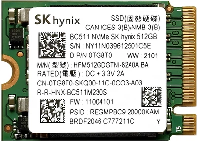 Накопитель M2 2230 512Gb Hynix BC511 PCI Express 3.0 x4 (HFM512GDGTNI-82A0A) Refurbished