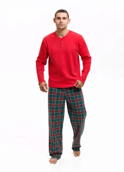 Піжама чоловіча Family Look з бавовни Наталюкс XL червоний (9416172414141)