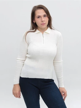 Поло женское белое приталенное длинный рукав 12543-02 ONE SIZE