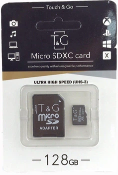 Карта пам'яті T&G microSDXC 128 ГБ Class 10 UHS-I U3 з SD-адаптером (TG-128GBSD10U3-01)