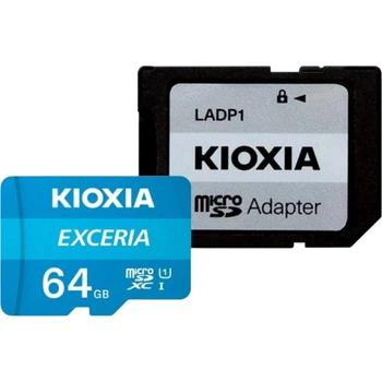 Карта памяти Kioxia microSDXC Exceria 64GB Class 10 UHS-I U1 V10 + SD Adapter (LMEX1L064GG2) [163981]