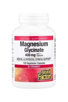 Магній бісгліцинат магнію 200 мг Natural Factors магнезіум гліцинат magnesium bisglycinate антистрес вітаміни для нервів та нервової системи заспокоєння та покращення сну бади від хронічного стресу 120 капсул