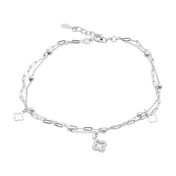 Серебряный браслет на ногу с фианитами, вес изделия 3,58 гр (2215325)
