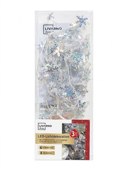 LED гирлянда 20 LED на батарейках, 1,2 м, теплый белый свет, таймер 6 час, AA/LR6