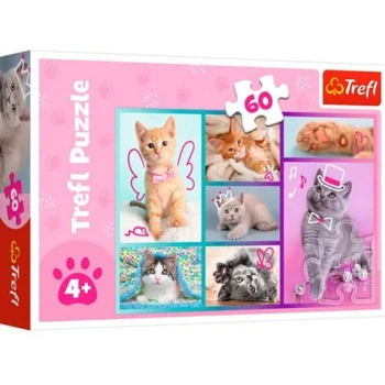Пазл Trefl Милые котики 60 элементов, картинка 33х22 см, картон