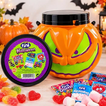 Цукерки Гарбуз на Хелоувін Мікс без глютену Fini Haloween MIX Pumpkin Фіні асорті міні-пакетики Пластик з ручкою 15шт 179г
