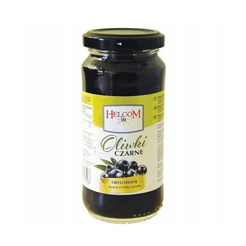 Маслини Чорні без кісточок Helcom Oliwki Czarne Drylowane Black pitted Olives Хелком Мариновані оливки склобанка 240г