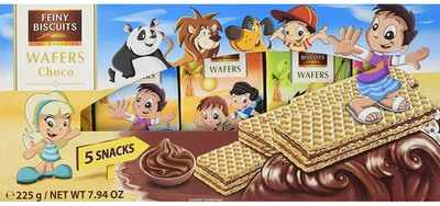 Дитячі вафлі Feiny biscuits gunz feiny biscuits із шоколадним кремом, 225 г, 5 штук