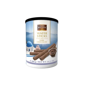 Вафельні трубочки Шоколадні Feiny Biscuits Wafer Sticks Dark Chocolate Фейні Бісквіти з шоколадно-горіховим кремом Банка 400г