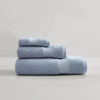 Комплект махровых банных полотенец Calvin Klein из плотного 600 г/м² однотонного 100% хлопка с кантом – голубой