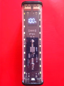 Корпус повербанка под аккумулятор 18650 х 8 шт. прозрачный, Led лампа