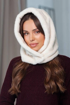 Теплый женский капюшон капюшон с экомеха норка FROSTY белый