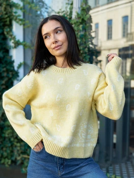 Жіночий светр в'язаний із візерунком Floral Sweater жовтий One Size