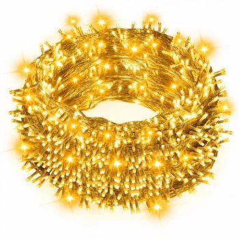 Світлодіодна гірлянда 14 м 160 LED Yellow, жовте світло, білий кабель