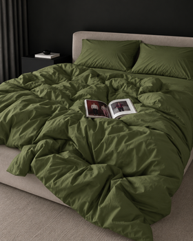 Комплект постільної білизни OLIVE (оливковий, однотонний) Полуторний 150х220 см