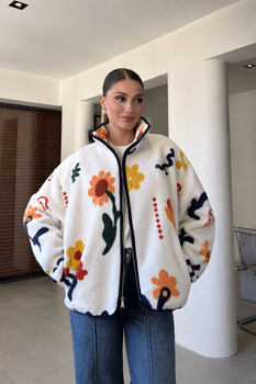 Жіноча флісова кофта Trend Барвоцвіт One size Білий (FLIS-08)