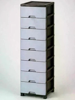 Пластиковий комод Neo сірий на 8 ярусів 171 × 45 × 35 см
