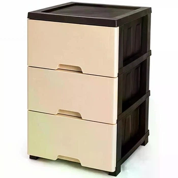 Пластиковий комод Neo бежевий на 3 яруси 66 × 45 × 35 см