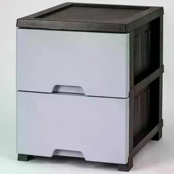 Пластиковий комод Neo сірий на 2 яруси 45 × 45 × 35 см