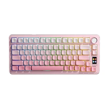 Клавиатура беспроводная игровая AULA S75 Pro RGB Screen Knob Gasket Seya Switch Pink