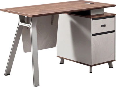 Комп'ютерний стіл OfficePro PG-M24B-12A-14 60х140 см з тумбочкою Горіховий + Світло-сірий