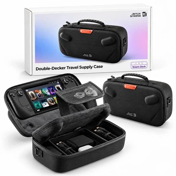 Двухуровневый кейс JSAUX для Steam Deck LCD/OLED, чехол-сумка с подставкой и отделением для зарядки и аксессуаров