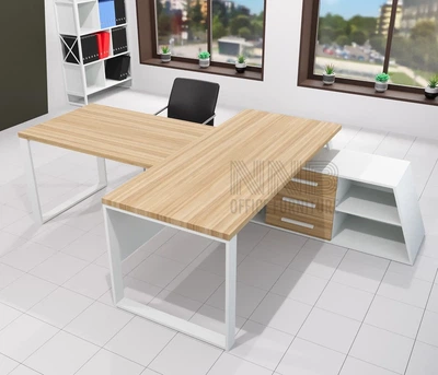 Стіл керівника з приставкою-брифінгом Mister Loft Ліон WOOD 160*80 Масив ясену - Білий