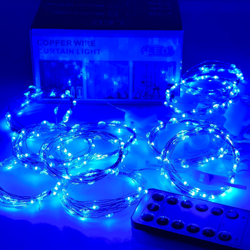 Гірлянда Водоспад 240Led 3m*2m від USB мідний дріт синій