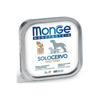 Паштет Monge Dog SOLO 100% оленина, монопротеїнове харчування для дорослого собаки, Паштет з олениною 150 г