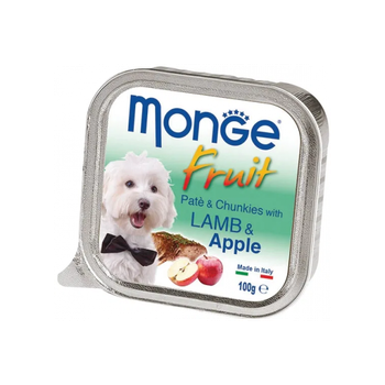 Консерва Monge Dog FRUIT ягня з яблуком Повнораціонний корм для собак Паштет ягня з яблуком 100 г