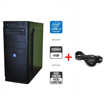 Комп'ютер Б-клас NoName Tower / Intel Core i5-6500 (4 ядра по 3.2 - 3.6 GHz) / 8 GB DDR4 / 240 GB SSD + 1000 GB HDD / Intel HD Graphics 530 / DVD-ROM / Windows 11 Pro б/в + Подарунок Кабель живлення