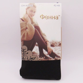 Теплые кашемировые колготки с начесом 42-48 черные Фенна 9106