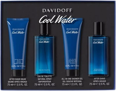 Набор для мужчин Davidoff Cool Water Туалетная вода 75 мл + Гель для душа 75 мл + Бальзам после бритья 75 мл + Лосьон после бритья 75 мл (3616304957550)