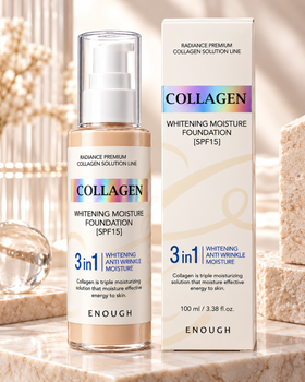 Тональний крем 3в1 з колагеном Enough 3in1 Collagen Whitening Moisture Foundation SPF 15 №21, 100 мл