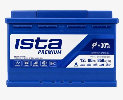Автомобильный аккумулятор Ista Premium 90Ah 850A R+ 12V
