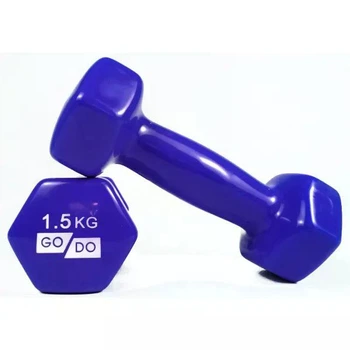 Гантелі для фітнесу з вініловим покриттям 2шт GoDo сині GD-1.5BL