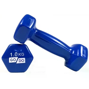Гантелі для фітнесу з вініловим покриттям 2шт GoDo сині GD-1.0BL