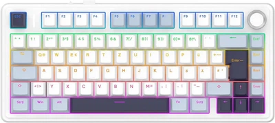 Механическая клавиатура EPOMAKER x AULA F75 ISO-DE 75% QWERTZ, Bluetooth/2.4G/USB-C, Hot Swap, RGB, Reaper Switch, Light Blue немецкий язик уценка