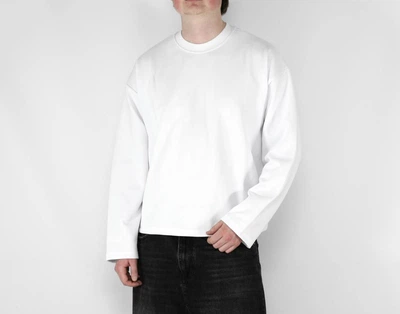 Оверсайзовий базовий лонгслив BOXY FIT світшот короткого та широкого крою oversized baggy loose fit лонг з щільної тканини котон S Білий