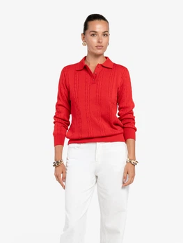 Поло жіноче Arber трикотажне з довгим рукавом Polo Knit WFW1 WTR-245 XS червоний (W10.34.04.633)