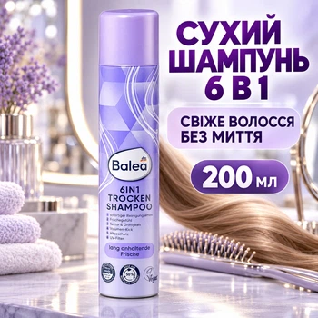 Сухой шампунь для волос Balea Trockenshampoo 6 в 1 универсальный 2 0 0 мл