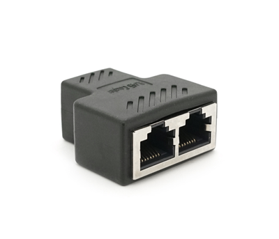 Разветвитель RJ45 8P8C мама / 2X мама RJ45 для разветвления кабеля, экранированный, черный