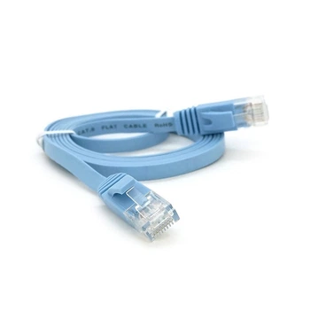 Патч-корд литой плоский Weepda YG008 UTP, RJ-45, Cat.6, 1 м, синий