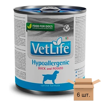 Вологий лікувальний корм для собак Farmina Vet Life Hypoallergenic Duck&Potato для дорослих собак у разі харчової алергії, качка з бататом — 6 шт 190 970-6sht